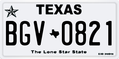 TX license plate BGV0821