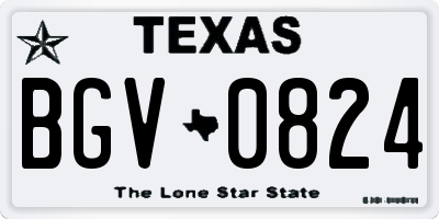 TX license plate BGV0824