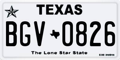 TX license plate BGV0826