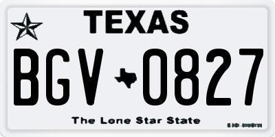 TX license plate BGV0827