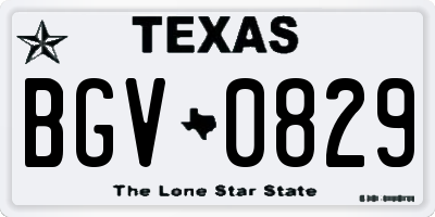 TX license plate BGV0829