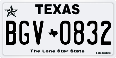 TX license plate BGV0832