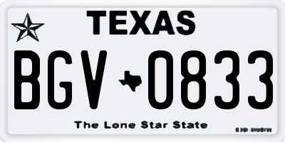 TX license plate BGV0833