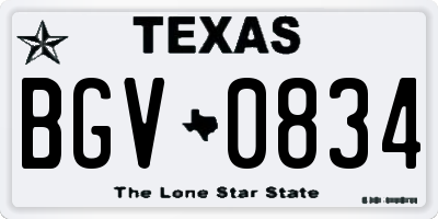 TX license plate BGV0834