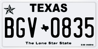 TX license plate BGV0835