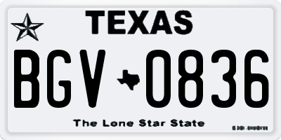 TX license plate BGV0836
