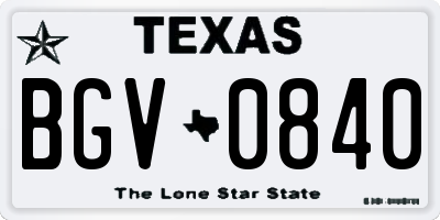 TX license plate BGV0840