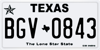 TX license plate BGV0843