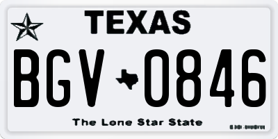TX license plate BGV0846