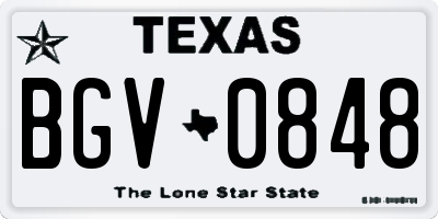 TX license plate BGV0848