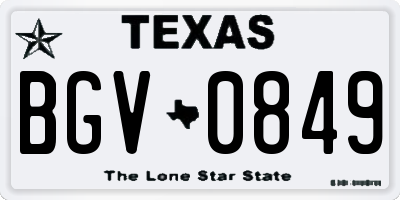 TX license plate BGV0849