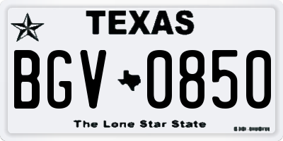 TX license plate BGV0850