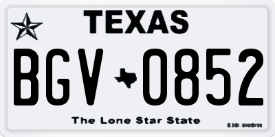 TX license plate BGV0852