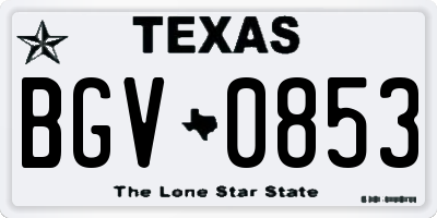 TX license plate BGV0853