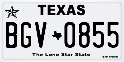 TX license plate BGV0855