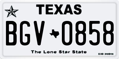 TX license plate BGV0858