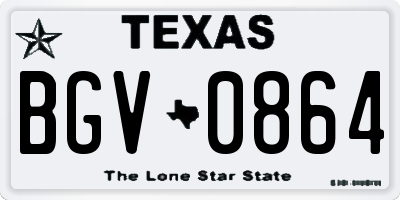 TX license plate BGV0864