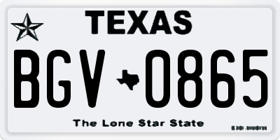 TX license plate BGV0865