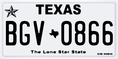 TX license plate BGV0866