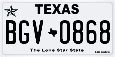 TX license plate BGV0868