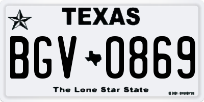TX license plate BGV0869