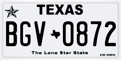 TX license plate BGV0872