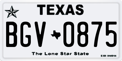 TX license plate BGV0875