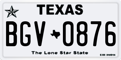 TX license plate BGV0876