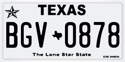 TX license plate BGV0878