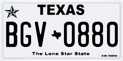 TX license plate BGV0880