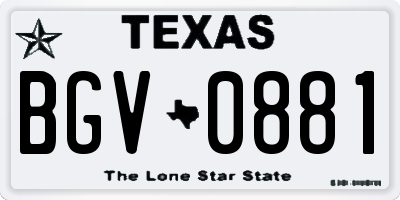 TX license plate BGV0881