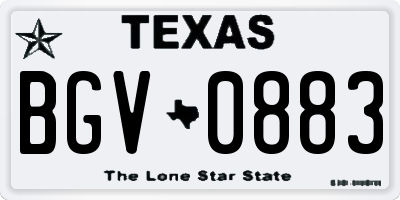 TX license plate BGV0883
