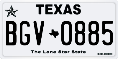 TX license plate BGV0885