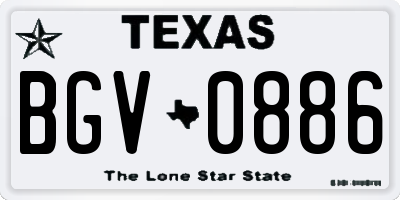 TX license plate BGV0886
