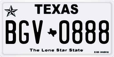 TX license plate BGV0888