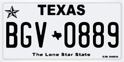 TX license plate BGV0889