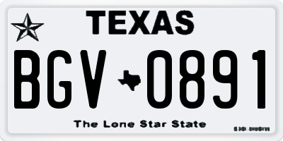 TX license plate BGV0891