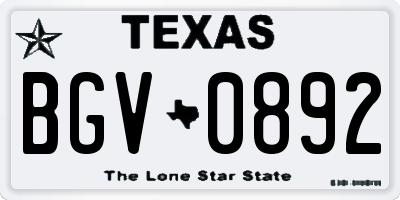TX license plate BGV0892