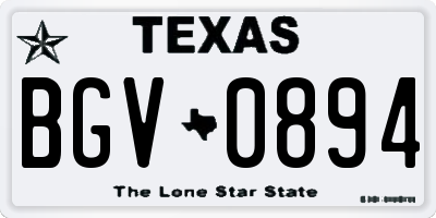 TX license plate BGV0894