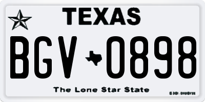 TX license plate BGV0898