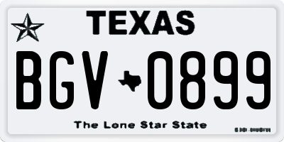 TX license plate BGV0899