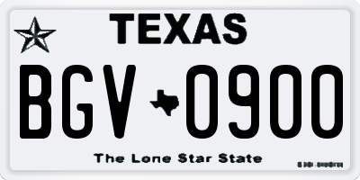 TX license plate BGV0900
