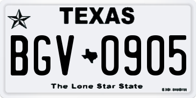 TX license plate BGV0905