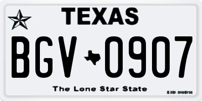 TX license plate BGV0907