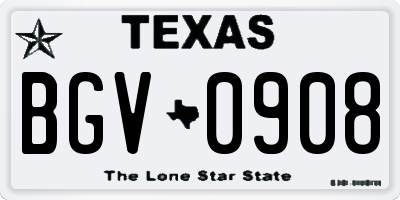TX license plate BGV0908