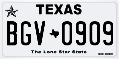 TX license plate BGV0909