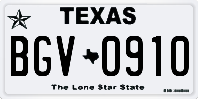 TX license plate BGV0910