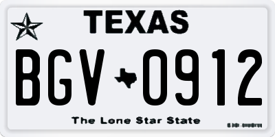 TX license plate BGV0912