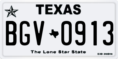 TX license plate BGV0913