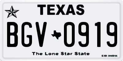 TX license plate BGV0919